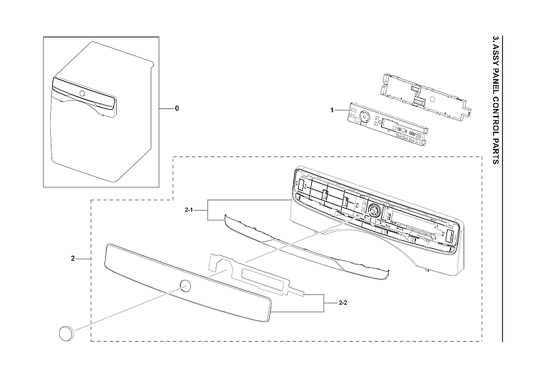 Samsung DVE50A8600E/A3-00 control panel assy diagram