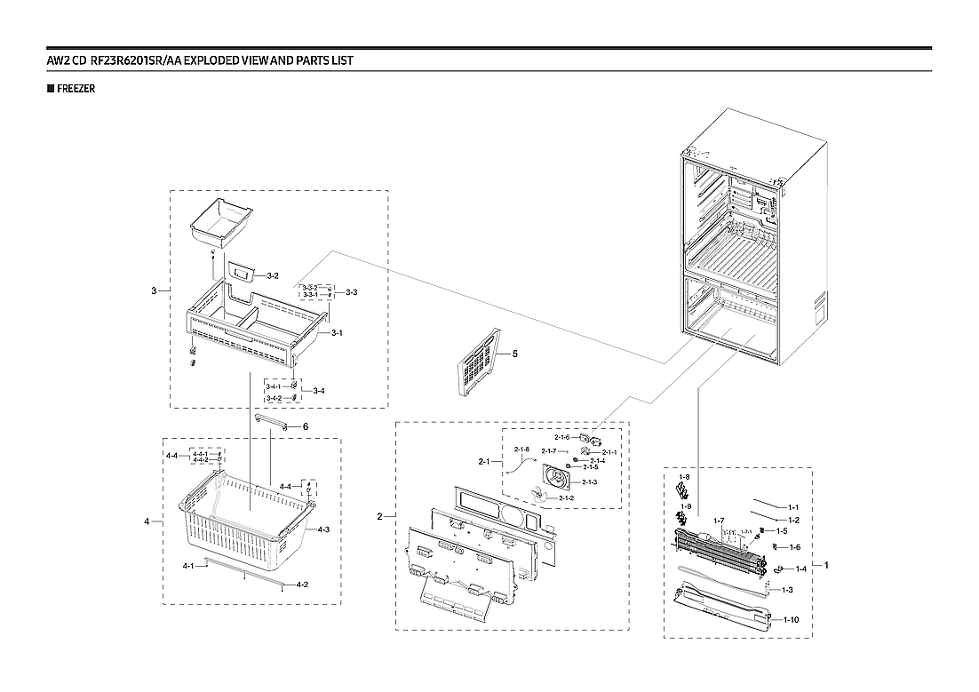 Samsung RF23R6201SR/AA-00 freezer parts diagram