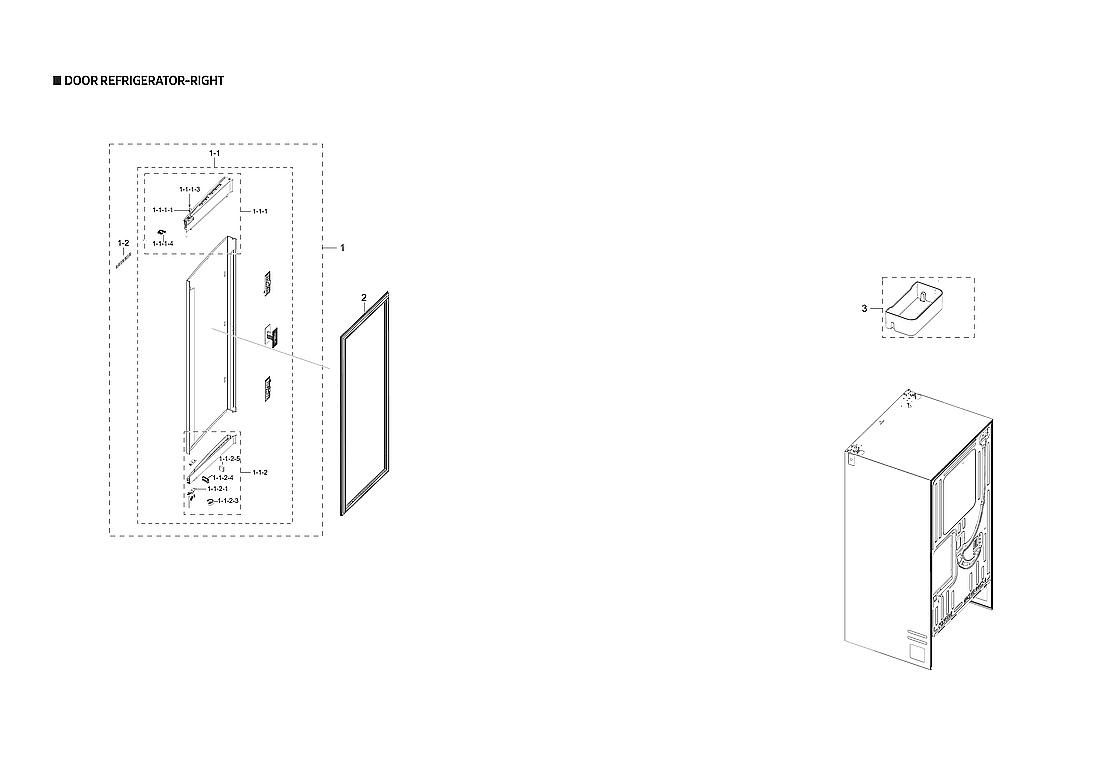 Samsung RF23R6201SR/AA-00 right refrigerator door parts diagram