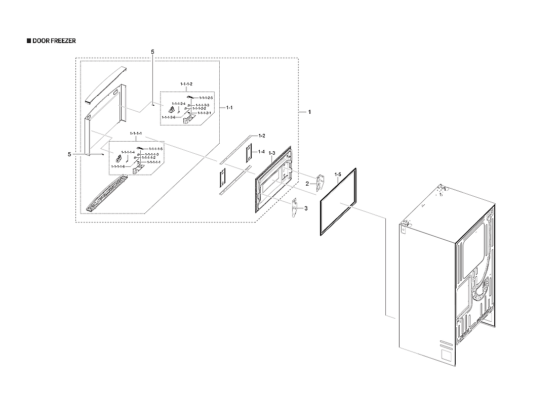 Samsung RF23R6201SR/AA-00 freezer door parts diagram