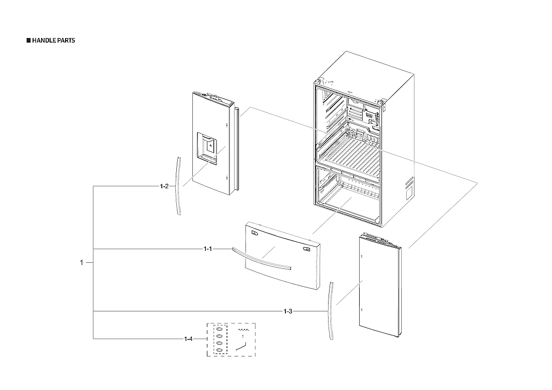Samsung RF23R6201SR/AA-00 handle parts diagram
