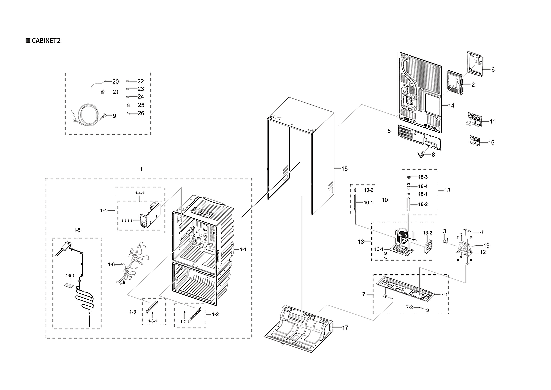 Samsung RF27T5201SR/AA-53 cabinet 2 parts diagram