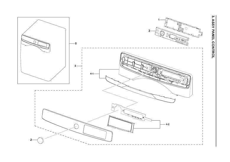 Samsung DVG45A6400W/A3-00 control panel assy diagram