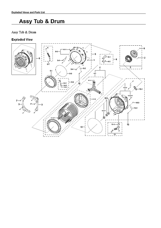 Samsung WF45A6400AW/US-00 tub & drum assy diagram