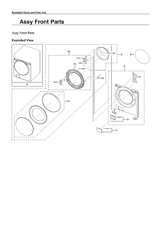 Samsung WF45A6400AW/US-00 front assy diagram