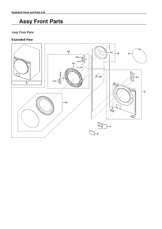 Samsung WF50A8600AE/US-00 front assy diagram