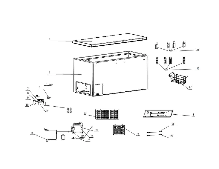 Kenmore 11117192120 chest freezer diagram