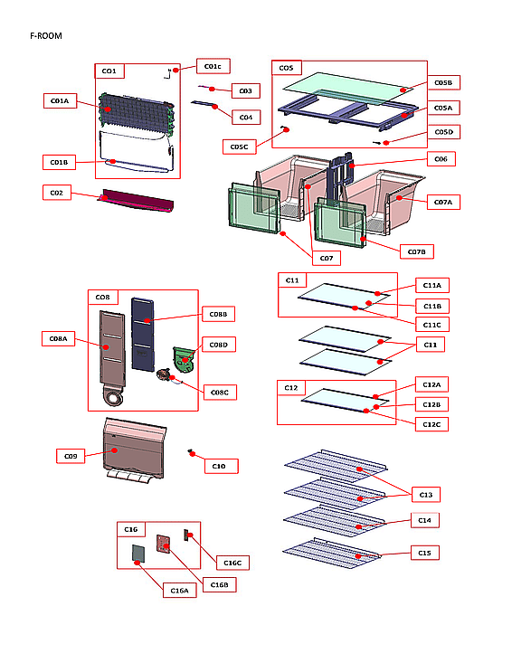 Winia WAFU015AWD0 refrigerator room diagram