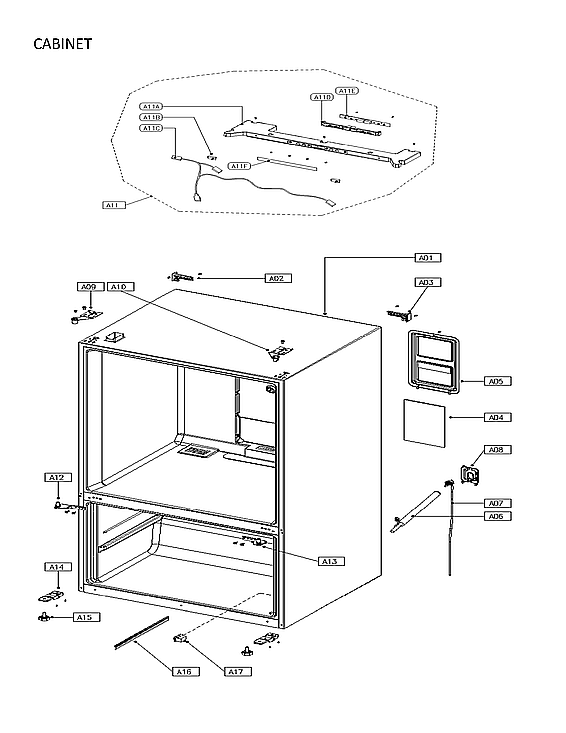 Kenmore 11173027120 cabinet diagram
