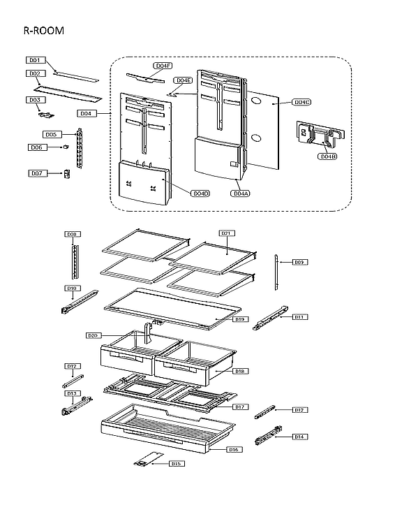 Kenmore 11173027120 refrigerator room diagram