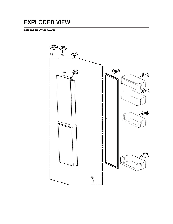 LG LRSOC2306D/00 refrigerator door parts diagram