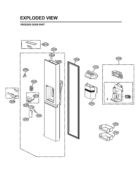 LG LRSOC2306S/00 freezer door parts diagram