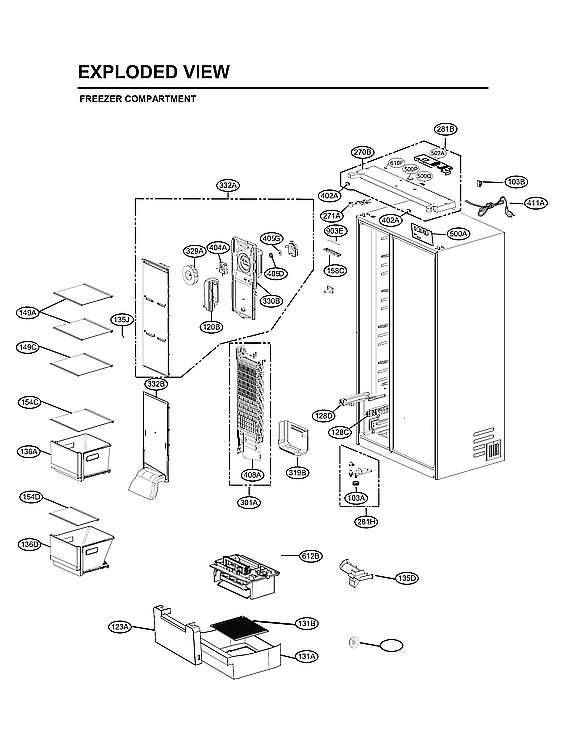 LG LRSOC2306S/00 freezer compartment parts diagram