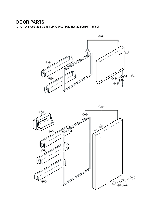 LG LTCS24223B/04 door parts diagram