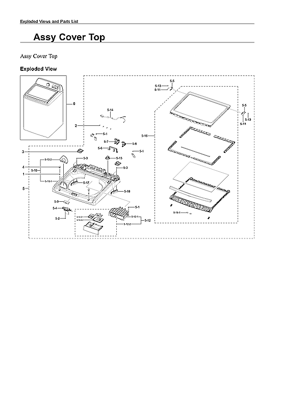 Samsung WA44A3205AW/A4-00 top cover assy diagram