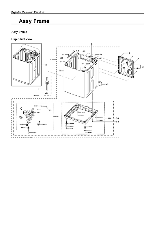 Samsung WA44A3205AW/A4-00 frame assy diagram