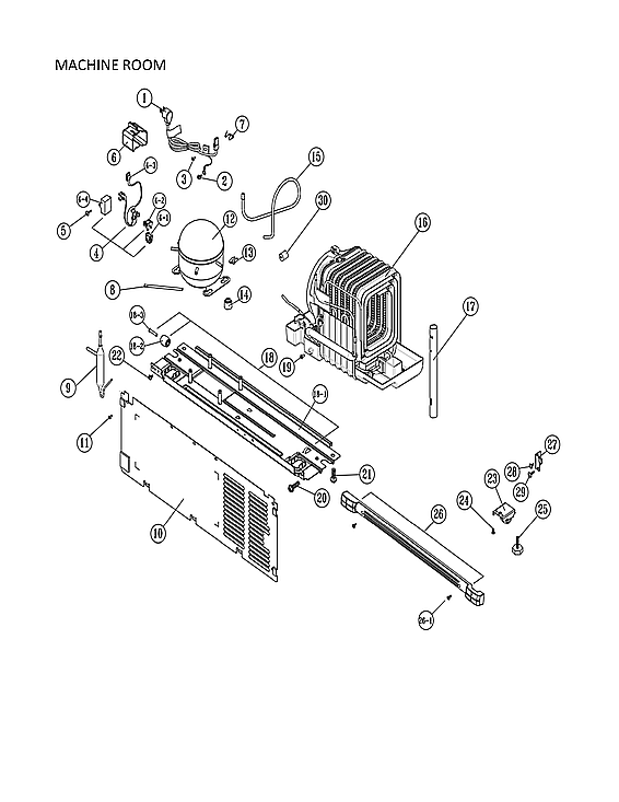 Kenmore 11170612912 machine room parts diagram