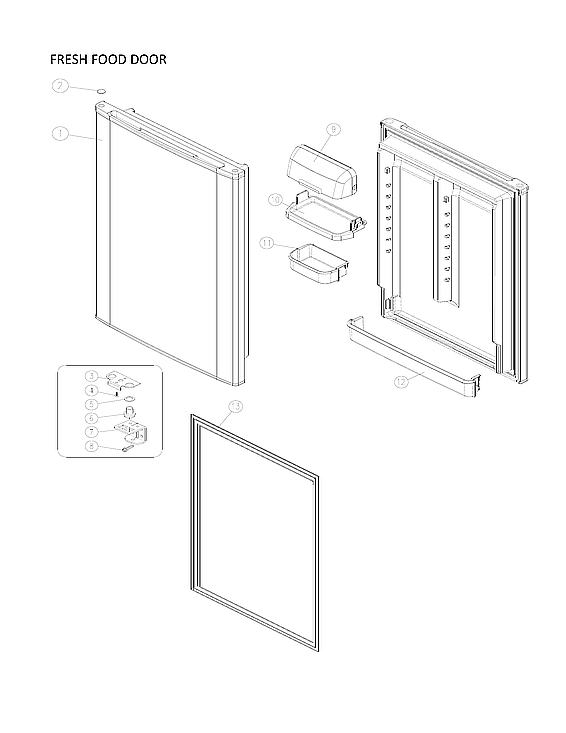 Kenmore 11170612912 fresh food door parts diagram