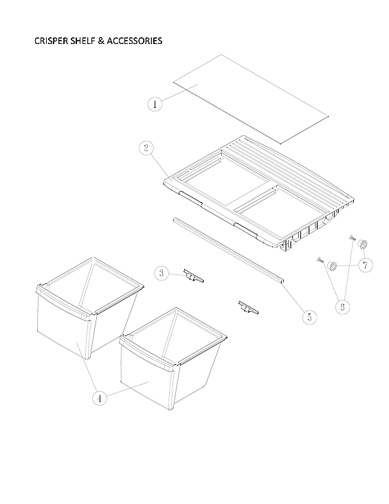 Kenmore 11170612912 crisper shelf & accessories diagram