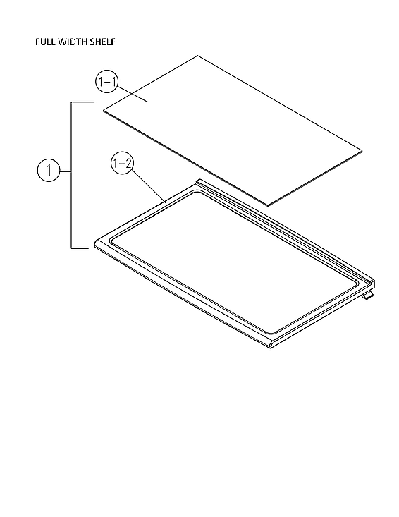 Kenmore 11170612912 full width shelf diagram