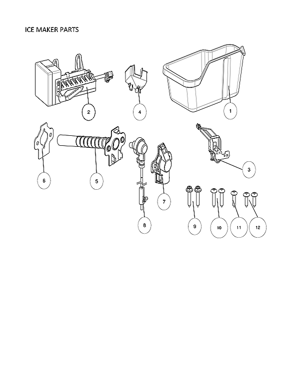 Kenmore 11170612912 ice maker parts diagram
