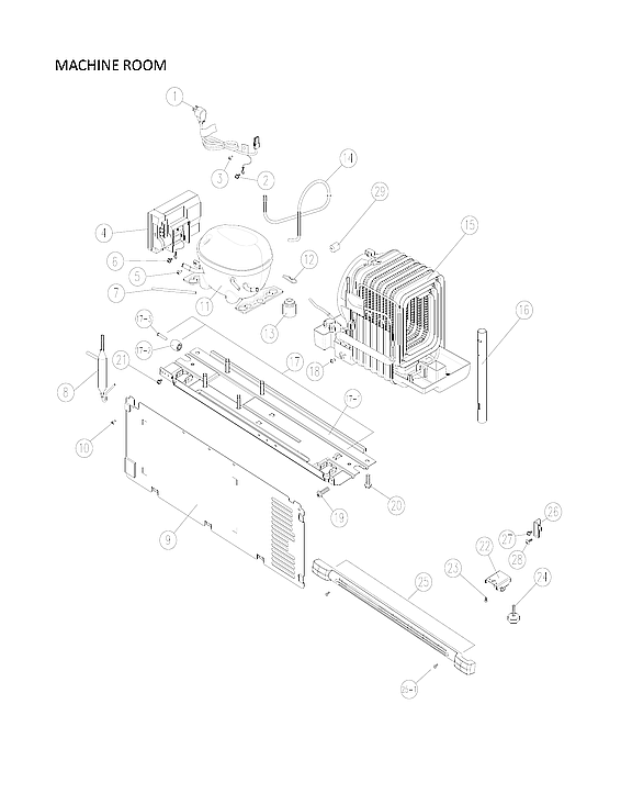 Kenmore 11170715911 machine room parts diagram