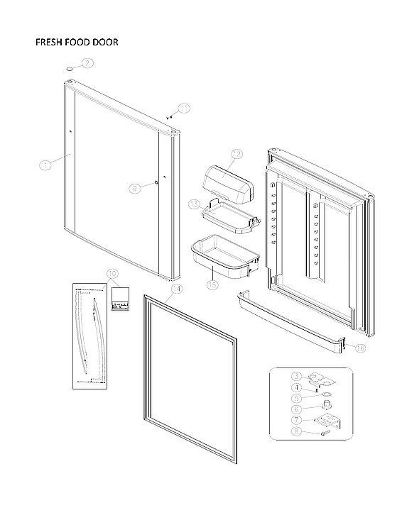 Kenmore 11170715911 fresh food door parts diagram
