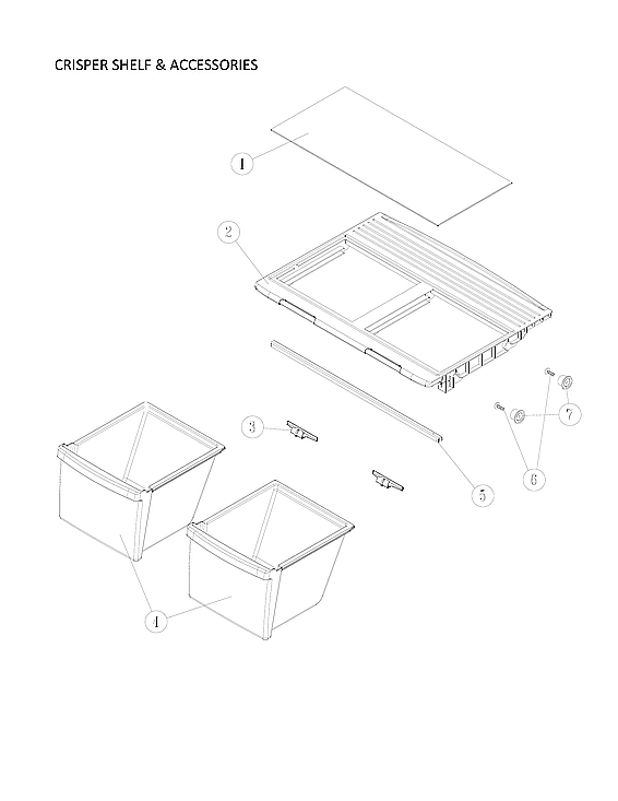 Kenmore 11170715911 crisper shelf & accessories diagram