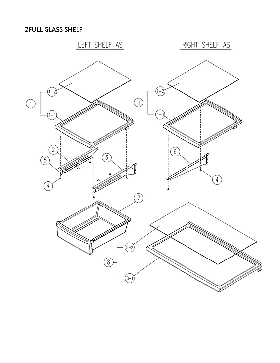 Kenmore 11170715911 2full glass shelf diagram