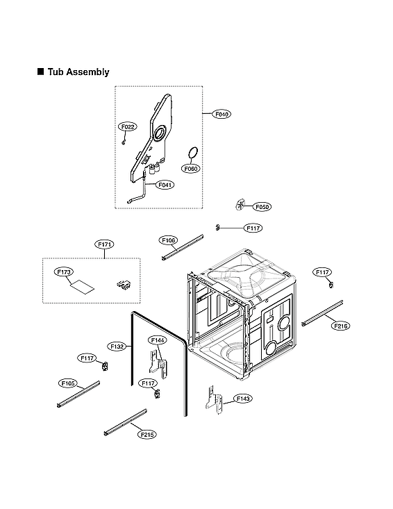 LG LDFN4542W/00 tub assy diagram