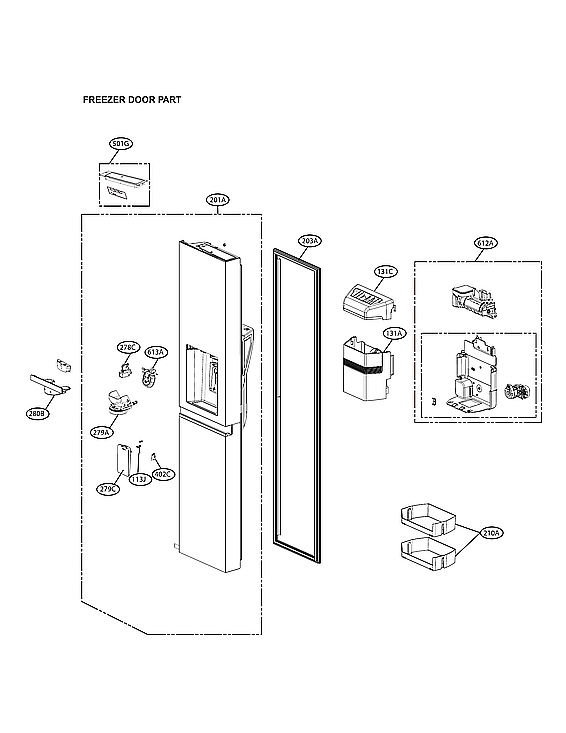 LG LRSXC2306V/00 freezer door parts diagram
