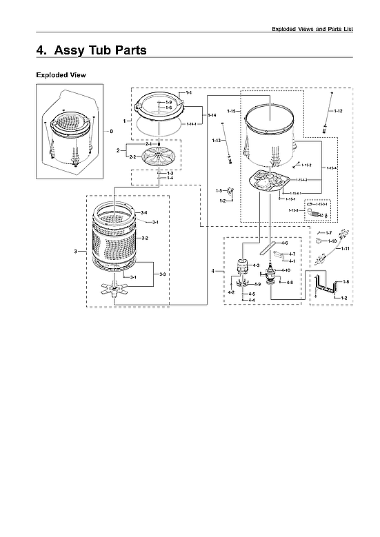 Samsung WA45N3050AW/A4-01 tub parts diagram