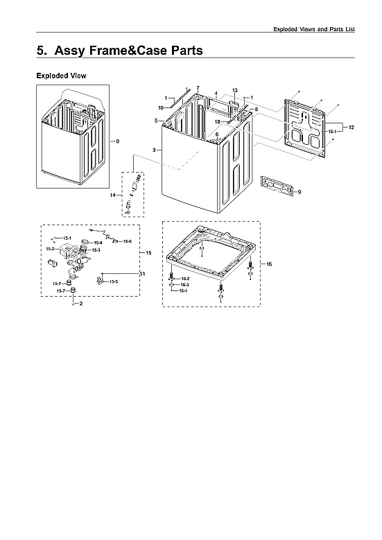 Samsung WA45N3050AW/A4-01 frame & case parts diagram