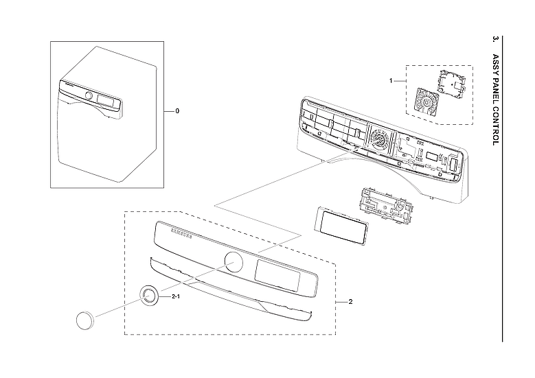 Samsung DVE45R6100V/A3-00 control panel assy diagram