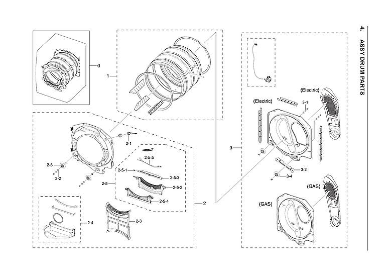 Samsung DVE45R6100V/A3-00 drum assy diagram