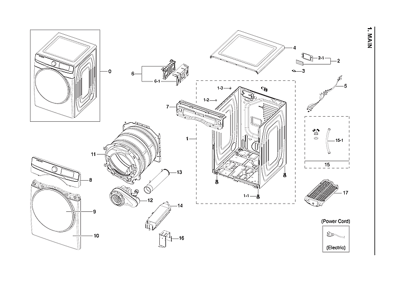 Samsung DVE50A8500V/A3-00 main assy diagram
