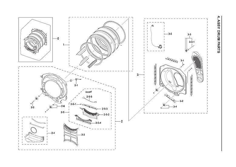 Samsung DVE50A8500V/A3-00 drum assy diagram