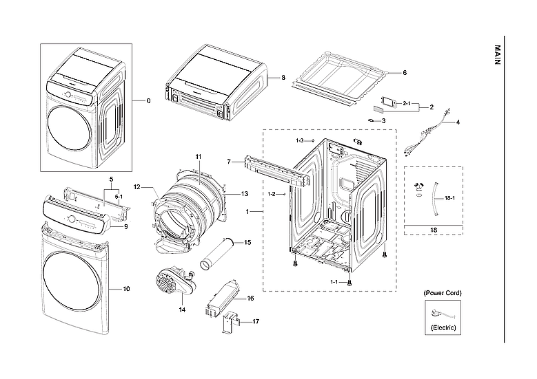 Samsung DVE60A9900V/A3-00 main assy diagram