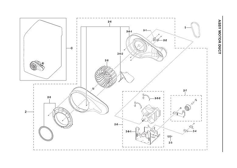 Samsung DVE60A9900V/A3-00 motor duct assy diagram