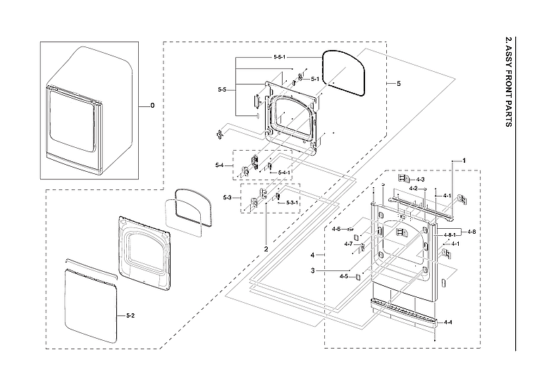 Samsung DVG52A5500V/A3-00 front assy diagram