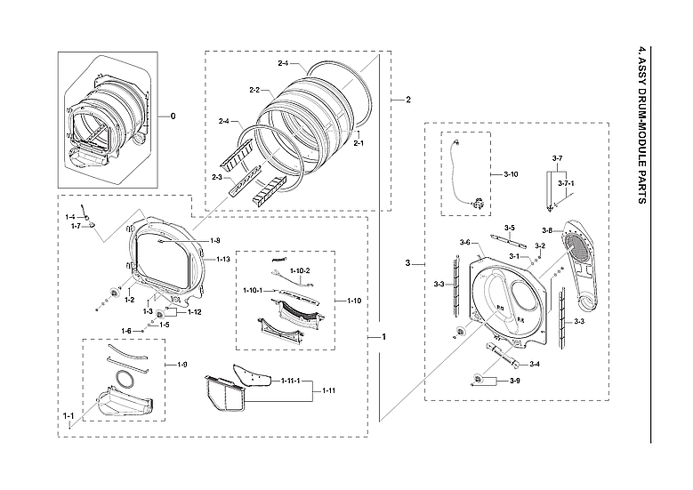 Samsung DVG52A5500V/A3-00 drum-module assy diagram