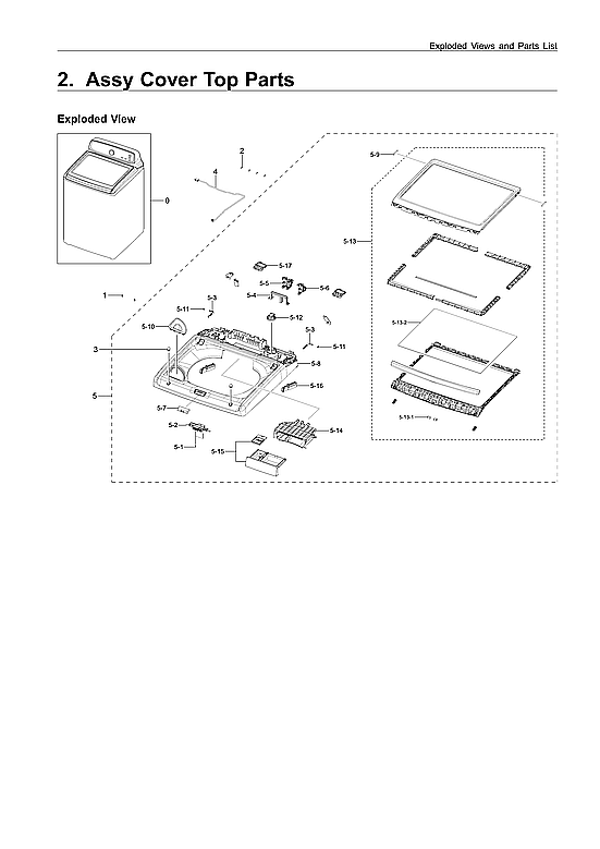 Samsung WA45M3100AW/A4-00 top cover assy diagram