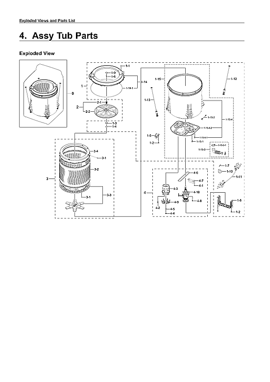 Samsung WA45M3100AW/A4-00 tub assy diagram