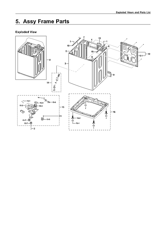 Samsung WA45M3100AW/A4-00 frame assy diagram