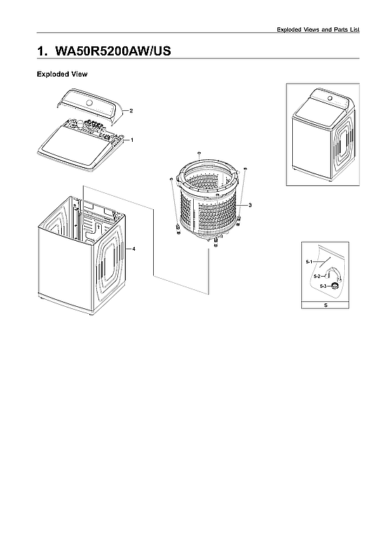 Samsung WA50R5200AW/US-02 main assy diagram