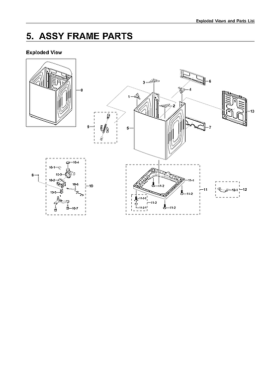 Samsung WA50R5200AW/US-02 frame assy diagram