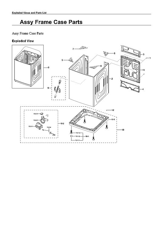 Samsung WA52A5500AV/US-00 frame case assy diagram