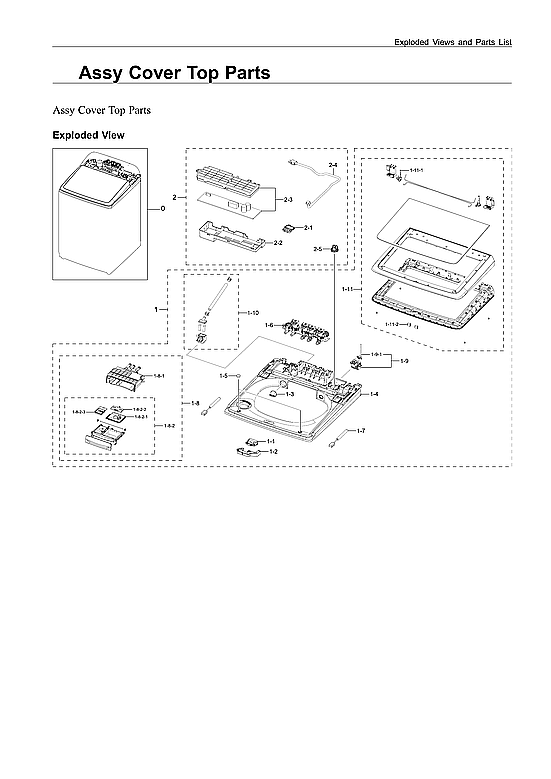 Samsung WA55A7300AE/US-00 top cover assy diagram