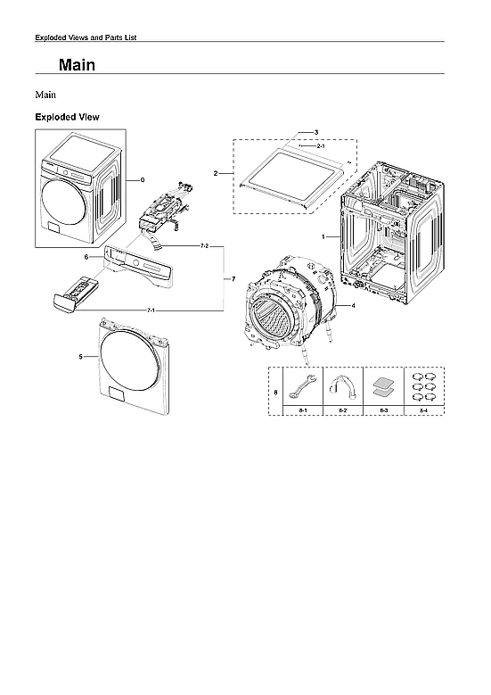 Samsung WF50A8800AV/US-00 main assy diagram