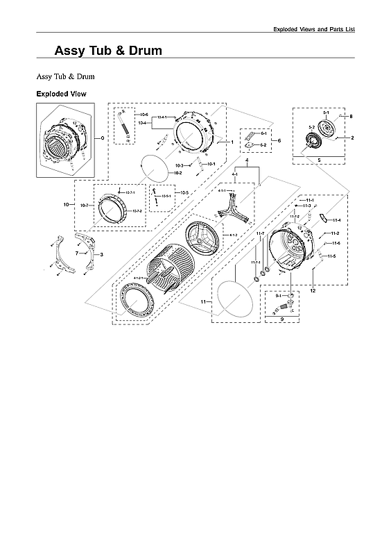 Samsung WF50A8800AV/US-00 tub & drum assy diagram